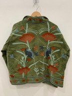 Handbestickte Baumwoll-Suzani Jacke grün