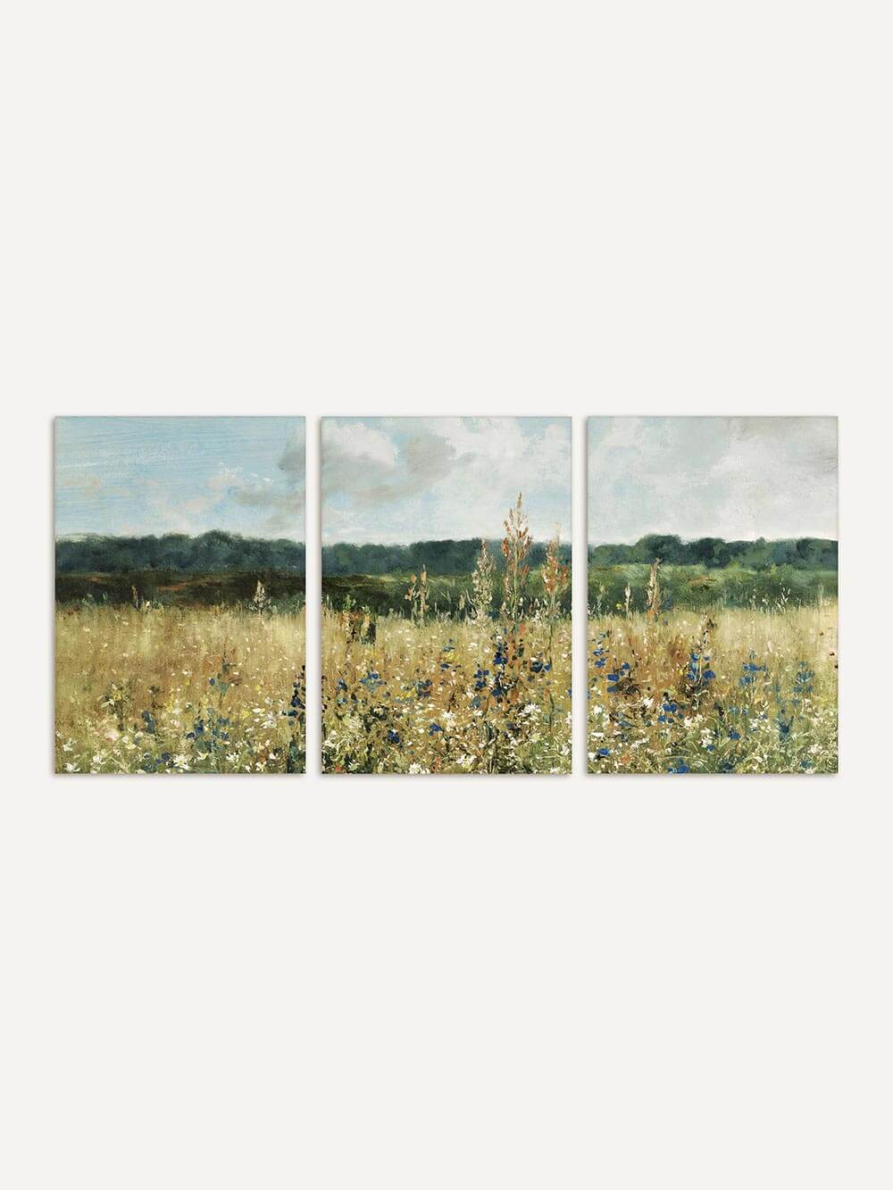 Idyllischer Sommer – Vintage Wiesenlandschaft Triptychon: 30x40