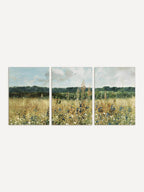 Idyllischer Sommer – Vintage Wiesenlandschaft Triptychon: 30x40
