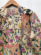 Wendbare gesteppte Patchwork Jacke aus Baumwolle Beige