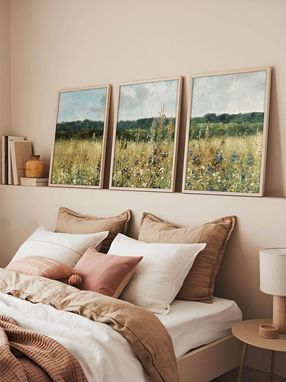 Idyllischer Sommer – Vintage Wiesenlandschaft Triptychon: 30x40