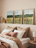 Idyllischer Sommer – Vintage Wiesenlandschaft Triptychon: 30x40
