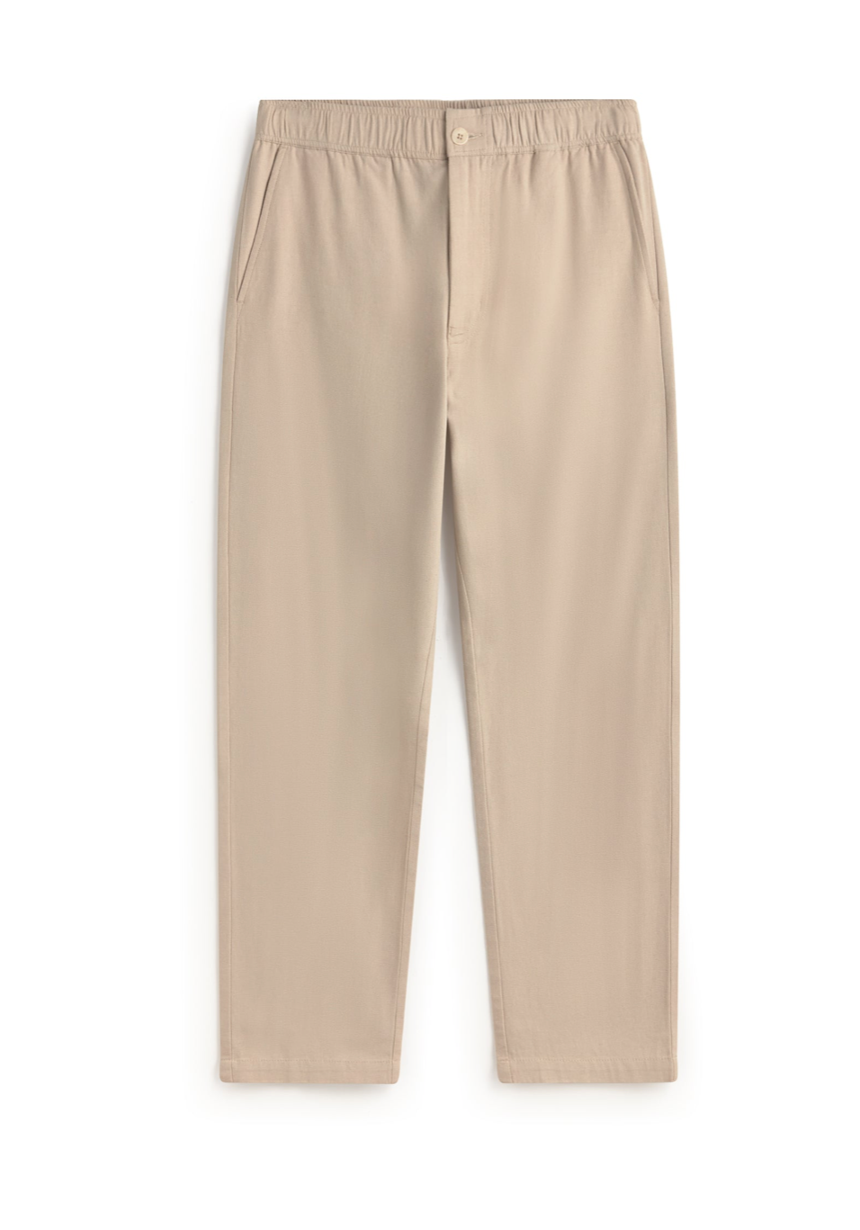 Beige Stoffhose Herren, Bio-Baumwolle Hose gerade, Travel Light Hose, Straight Leg Chino nachhaltig, beige.