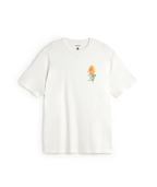 Bio-Baumwolle T-Shirt Herren, weißes Shirt Relaxed Fit, Camiseta Aaron, T-Shirt mit Blumen-Patch, nachhaltige Streetwear.
