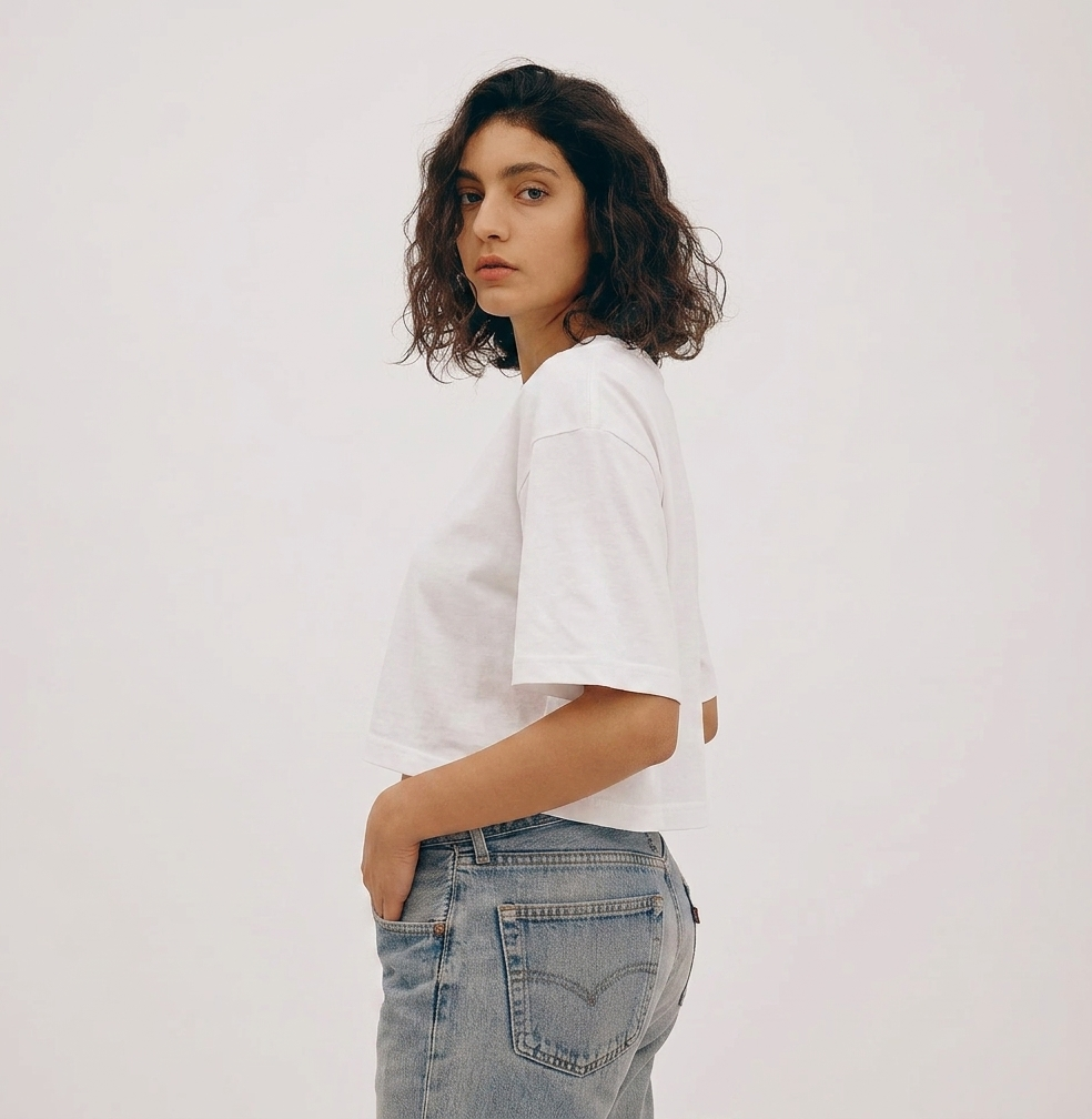 Boxy Crop Shirt aus 100% Bio Baumwolle | White