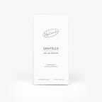 Eleganter 50 ml Glasflakon und weiße Strukturverpackung des Santelle Eau de Parfum.
