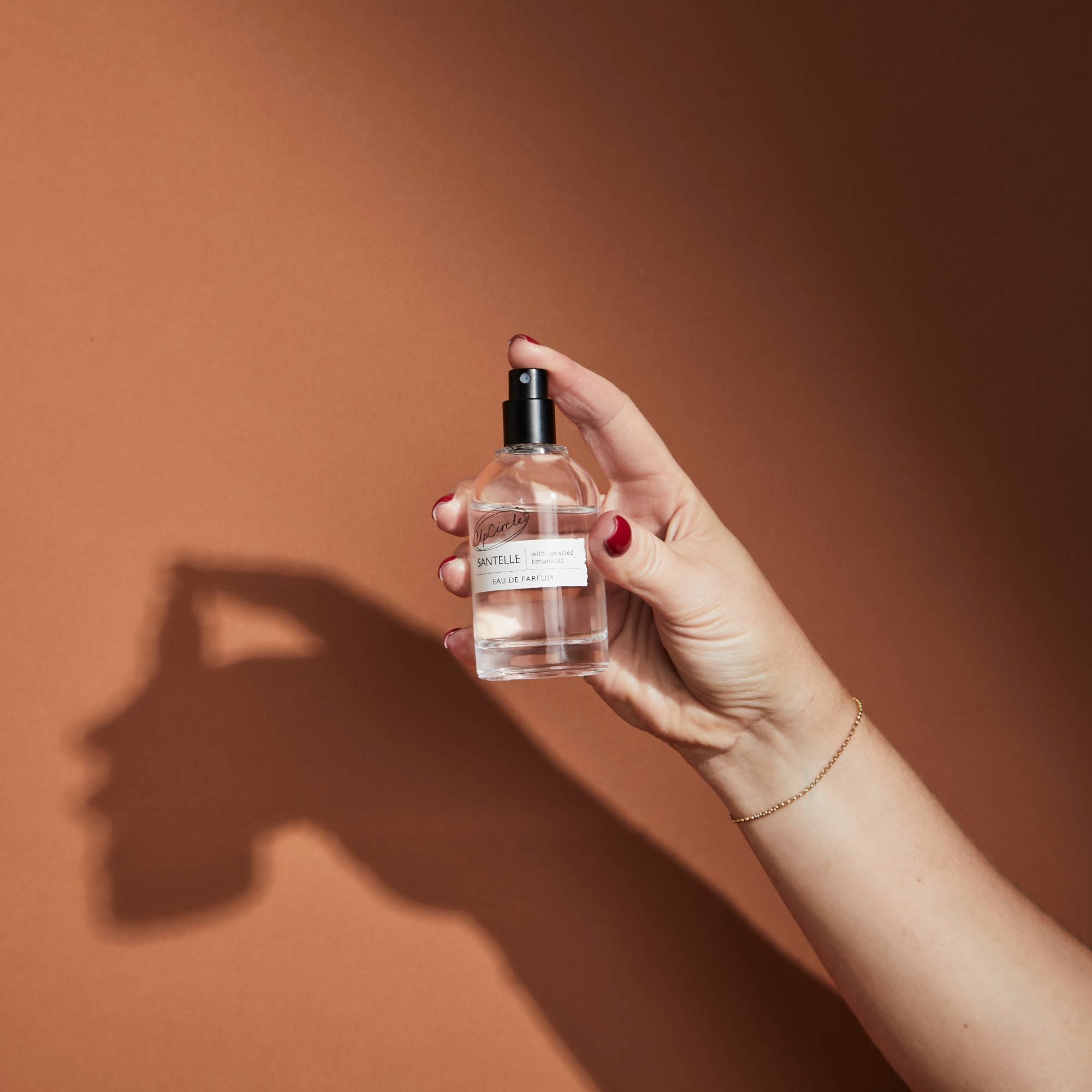 Eleganter 50 ml Glasflakon und weiße Strukturverpackung des Santelle Eau de Parfum.