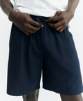 Sweat-Shorts Herren dunkelblau, Bio-Baumwolle kurze Hose, Bermuda Henry Navy, Wide Leg Shorts nachhaltig, Herrenbekleidung.