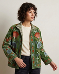 Handbestickte Baumwoll-Suzani Jacke grün