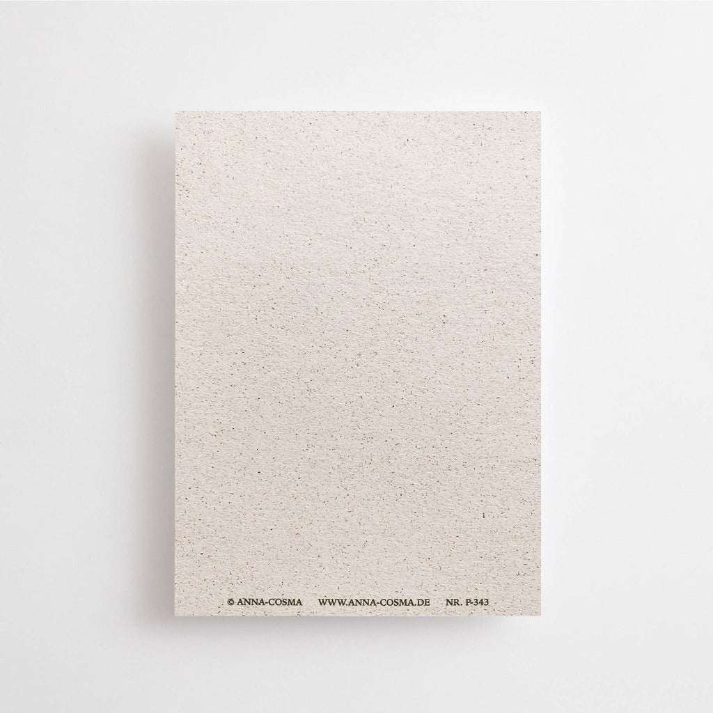 Postkarte "Love your Local Planet" im DIN-A6-Format von Anna Cosma aus strukturiertem Graspapier mit einer braunen Illustration der Erde und kleinen Sternen.