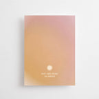 Postkarte „You are Here to Shine“ im DIN-A6-Format mit einem Farbverlauf in warmen Tönen, einer kleinen Sonne und dem Schriftzug vor hellem Hintergrund.