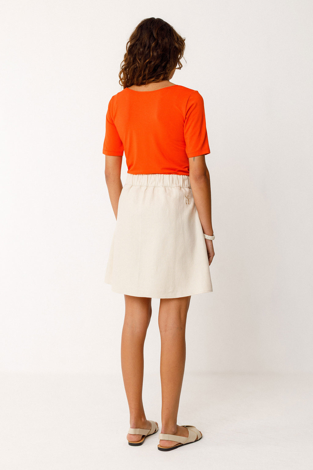 Leinenrock Damen, Minirock A-Linie, nachhaltiger Rock Bio-Baumwolle, IRAGI Skirt, fairer Rock mit Knöpfen.