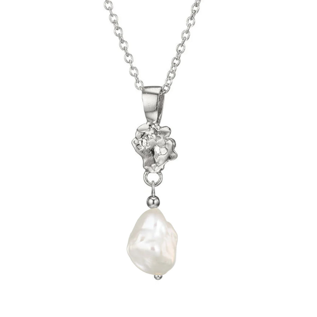 Sterling Silber Braut Perlen Drop Kette | Giant’s Causeway von Loinnir Jewellery, handgefertigte Halskette mit Keshi Perle