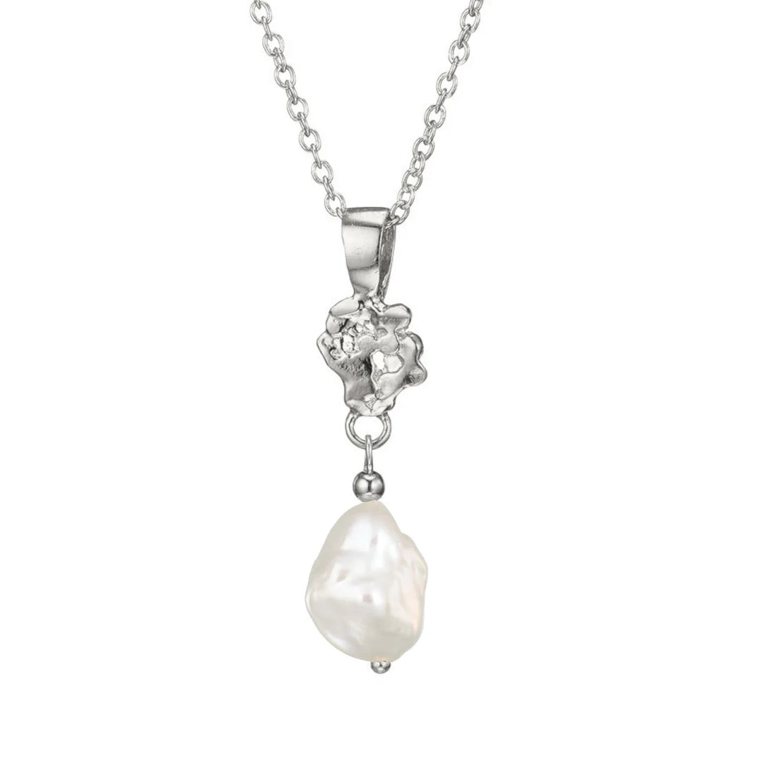 Sterling Silber Braut Perlen Drop Kette | Giant’s Causeway von Loinnir Jewellery, handgefertigte Halskette mit Keshi Perle