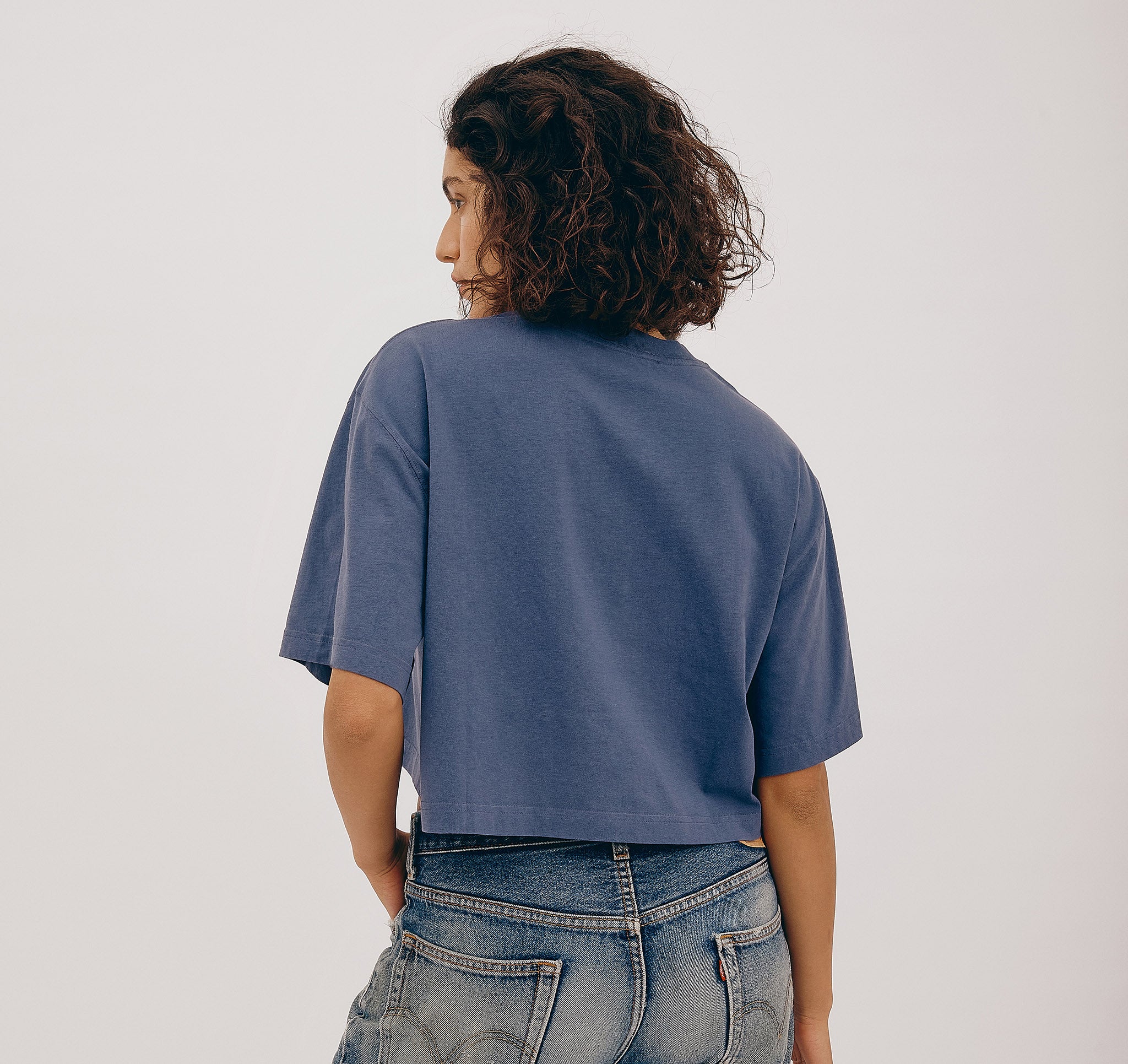 Boxy Crop Shirt aus 100% Bio Baumwolle | Stone Blue