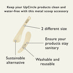 UpCircle 2 Cosmetic Spatulas Verpackung und die zwei Metallspatel in verschiedenen Größen.