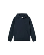 Dunkelblauer Thinking MU Hoodie Simon Sol aus Bio-Baumwolle mit Siebdruck-Sonne auf dem Rücken. in Koblenz kaufen