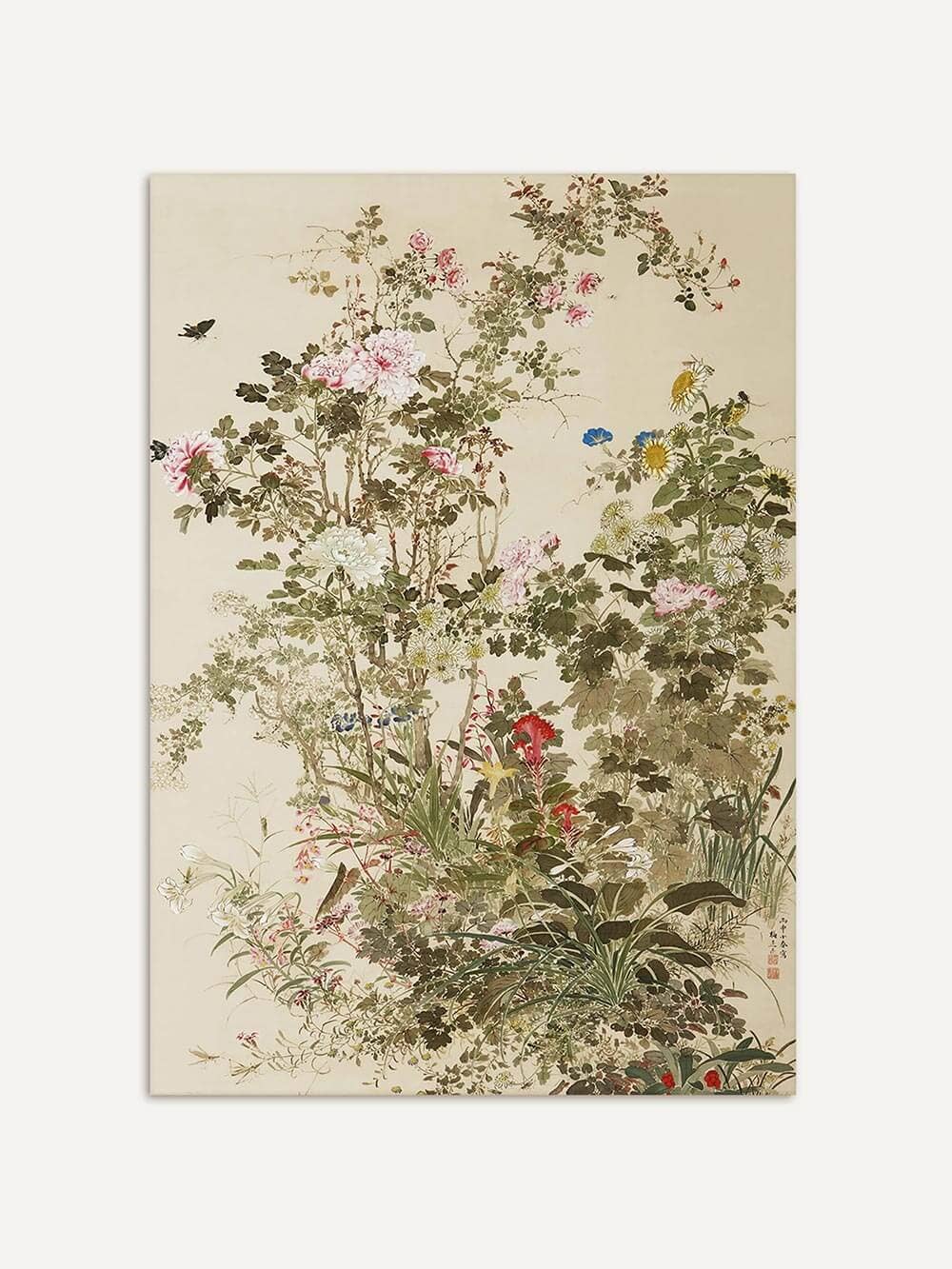 Blühender Garten – Floraler Chinoiserie Kunstdruck: 30x40