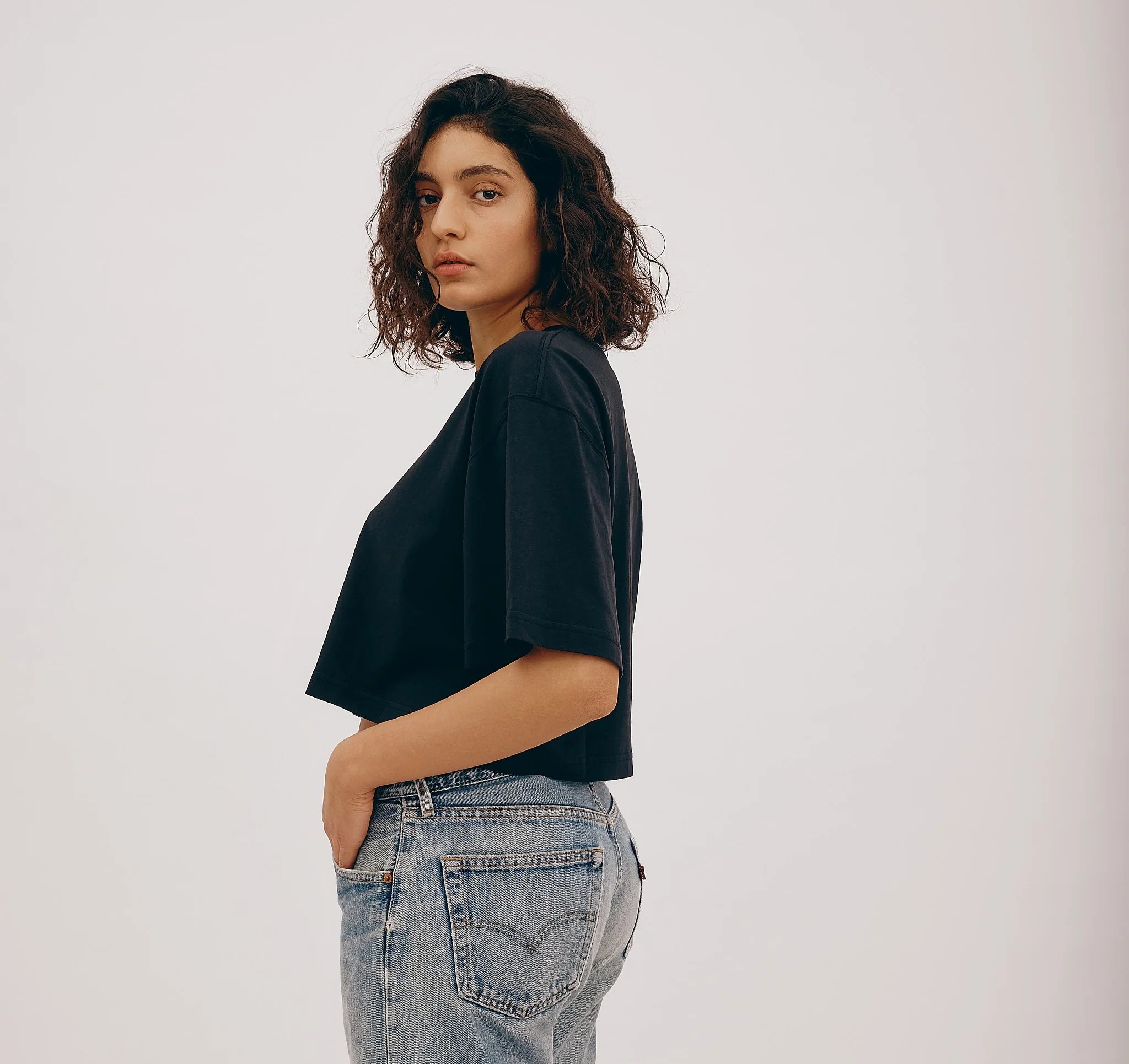 Boxy Crop Shirt aus 100% Bio Baumwolle | Black