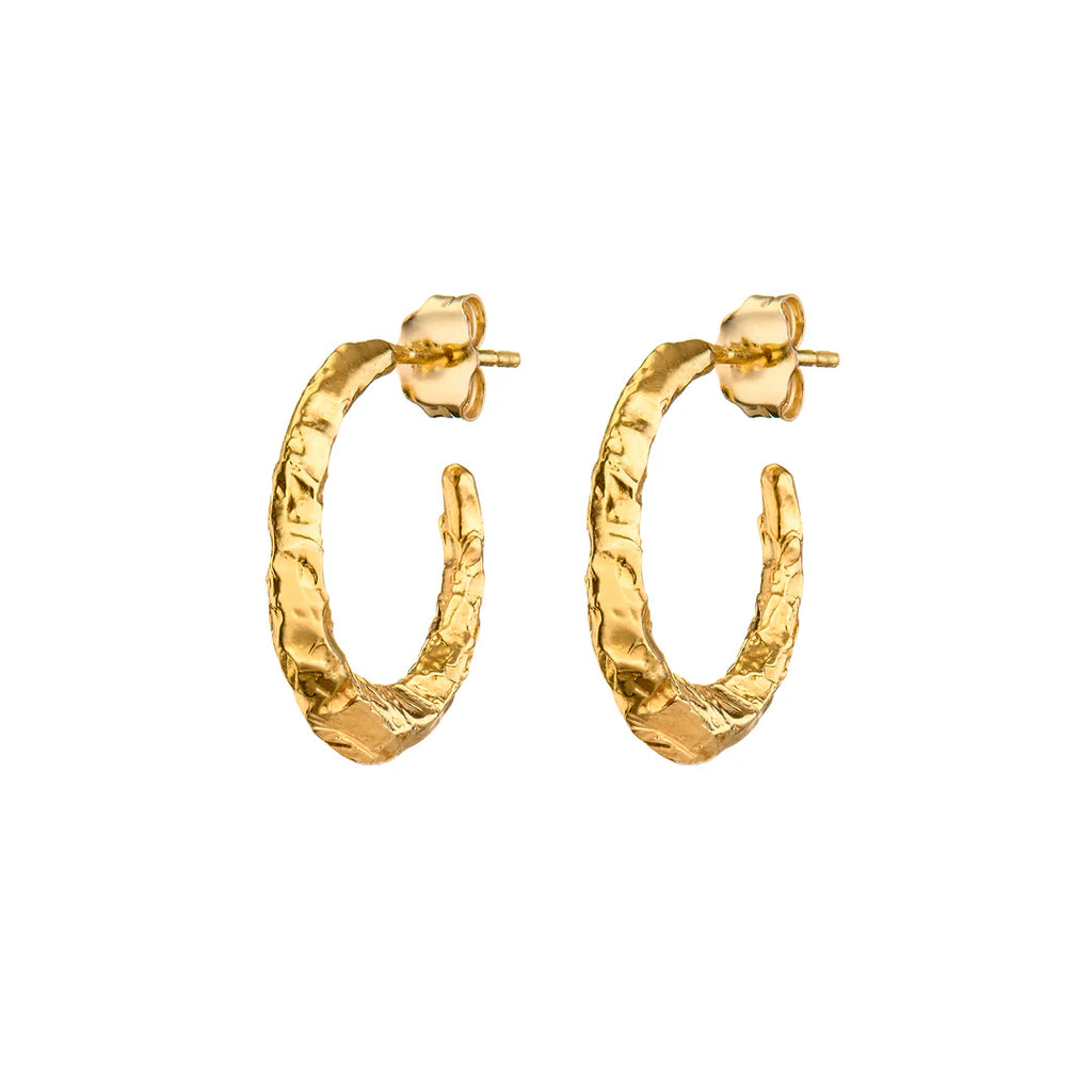 Gold Celtic Hoop Earrings | Textured Torc, zeitgenössische Ohrringe im Bronzezeit-Design aus 18ct Gold Vermeil
