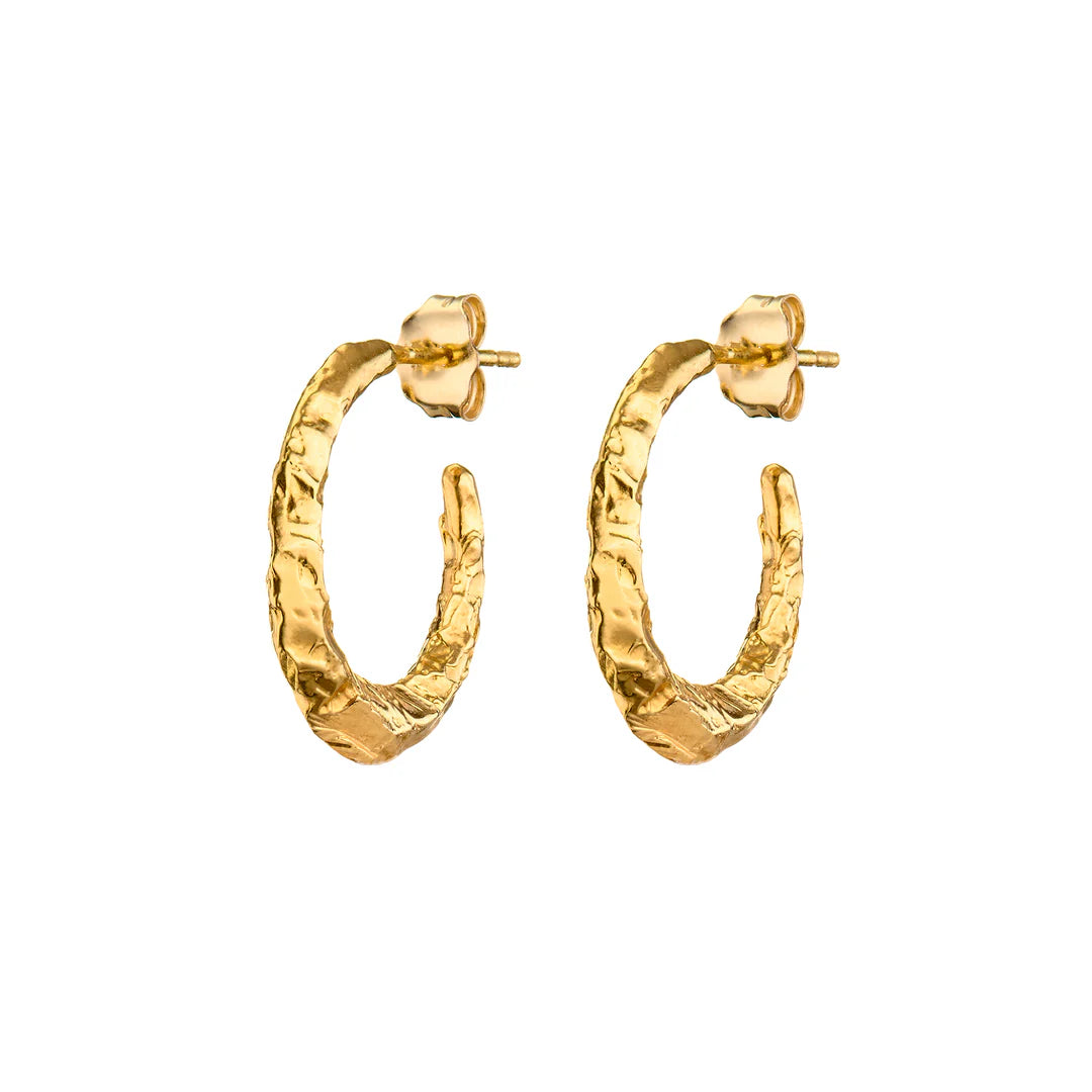 Gold Celtic Hoop Earrings | Textured Torc, zeitgenössische Ohrringe im Bronzezeit-Design aus 18ct Gold Vermeil