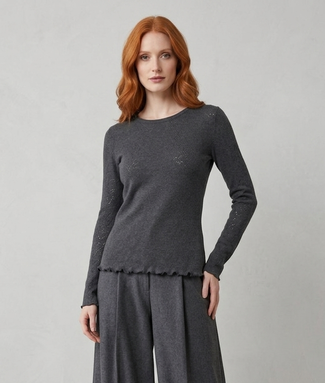 Langarmshirt Jacquard aus 100% Bio Baumwolle