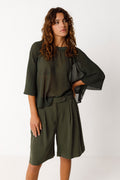 Bermuda-Shorts Damen nachhaltig, LENZING ECOVERO Hose, gerade kurze Hose, Viskose-Shorts elegant, SKFK LAIDA Short.