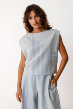 Leinen-Top ärmellos, Bio-Baumwolle Shirt kurz, nachhaltiges Oberteil Damen, LESIA Shirt, minimalistische Sommermode.