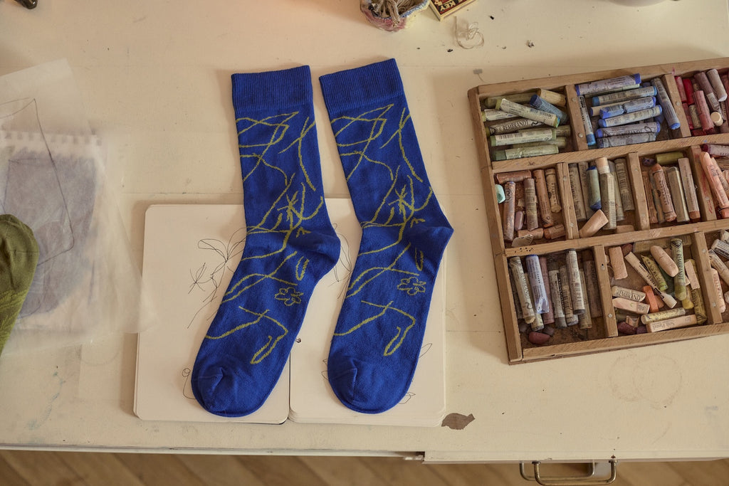 socken blau baumwolle