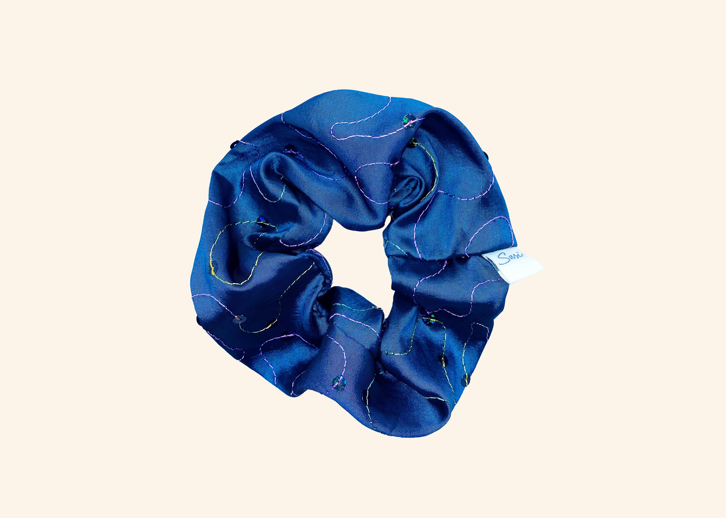 Scrunchie Deep Ocean | Upcycled Vintage Fabric | Biodegradable Core