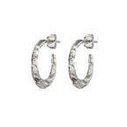 Silver Textured Torc Hoop Earrings, zeitgenössische Ohrringe im Bronzezeit Design aus Sterlingsilber