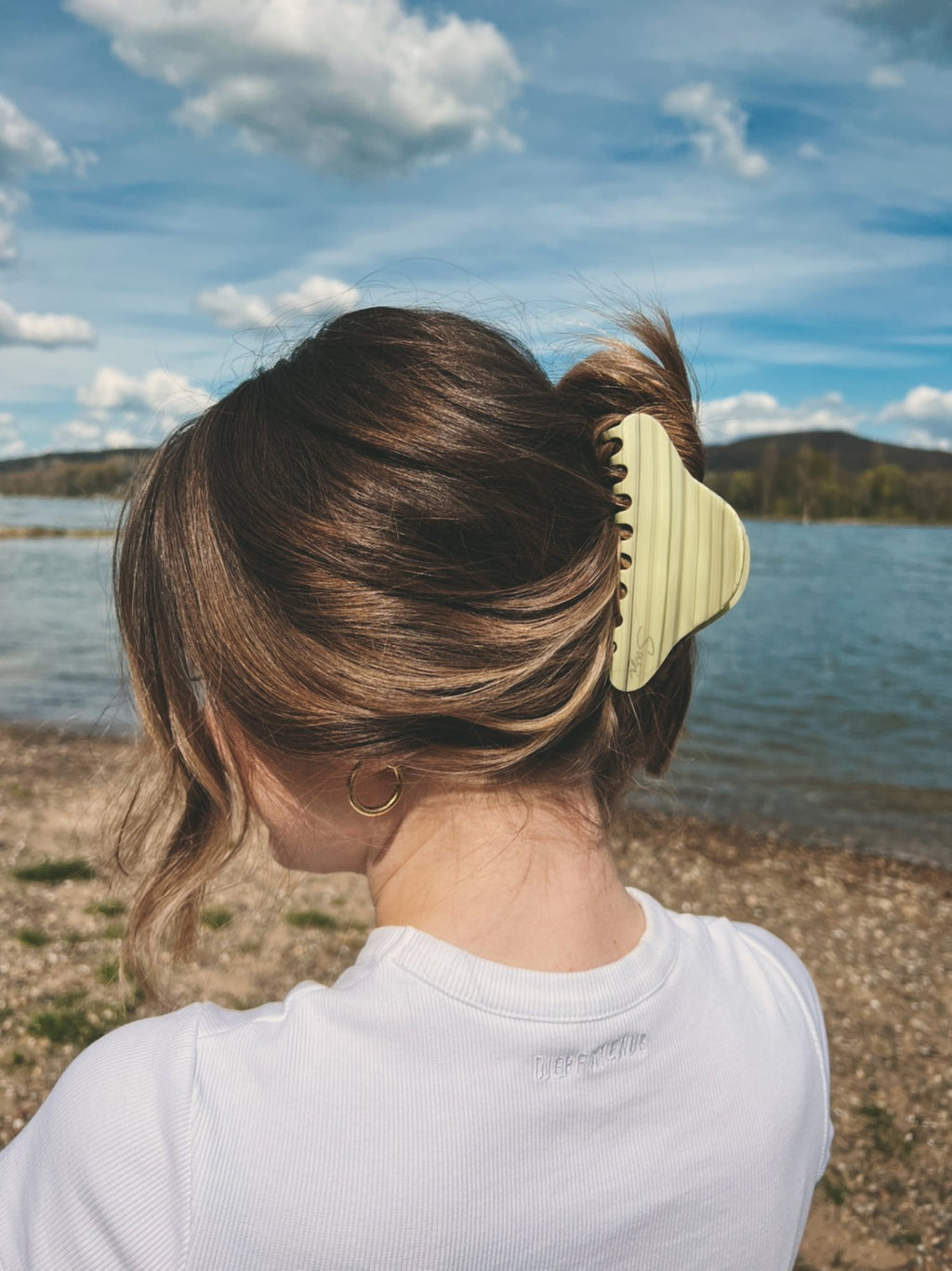 Cloud Hair Clip Lime | Sustainable Susi | eco-friendly plasticfree Claw Clip pastell grün gestreift y2k premium qualität bio haarspange haarklammer cellulose