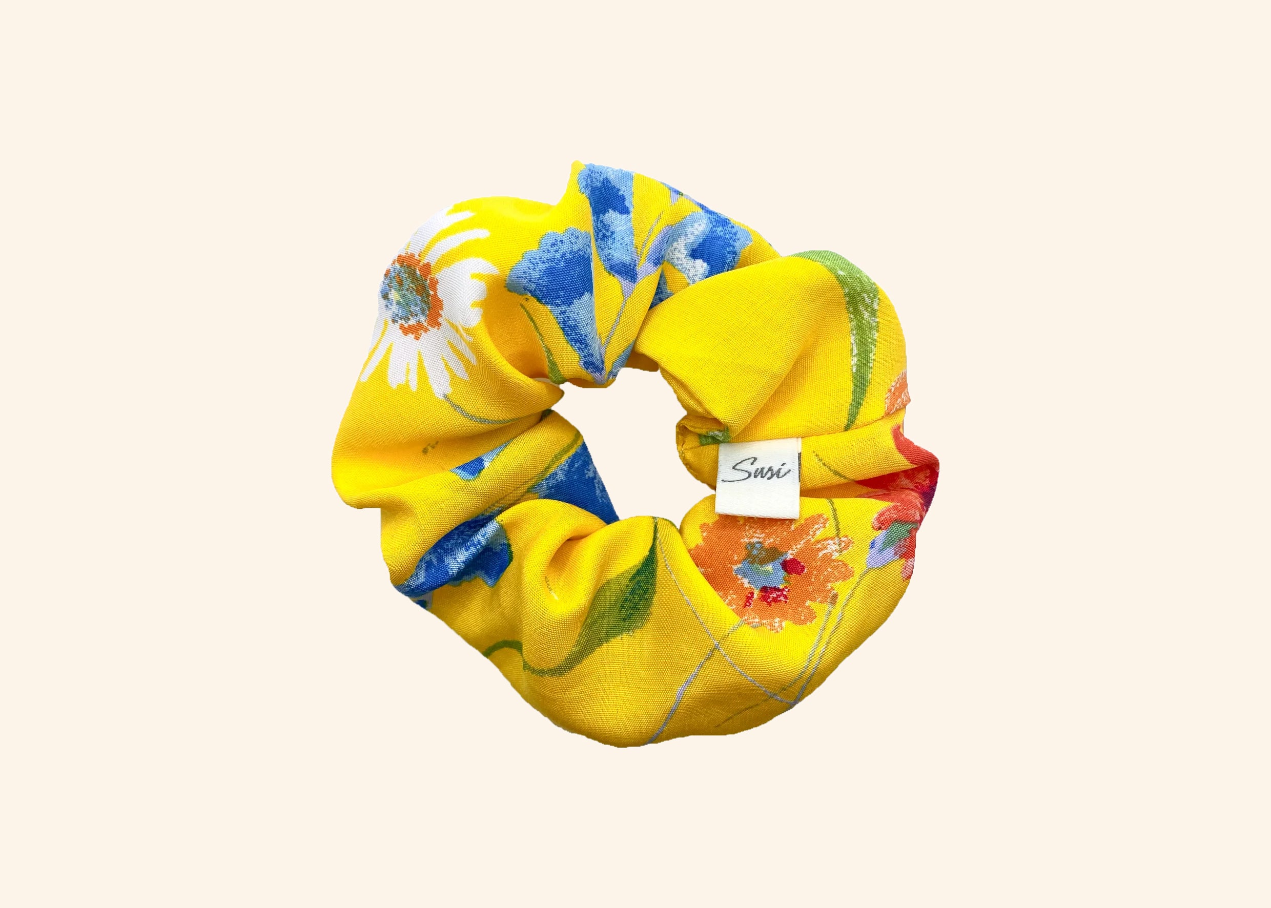 plastikfreier bio haargummi gots baumwoll musselin plasticfree naturkautschuk metallfrei made in germany upcycle vintage blumenmuster scrunchie