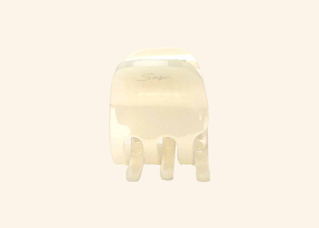 nachhaltige plastifreie Haarspange bio ohne plastik cellulose Haarklammer clawclip vegan perlmutt weiß glossy qualität