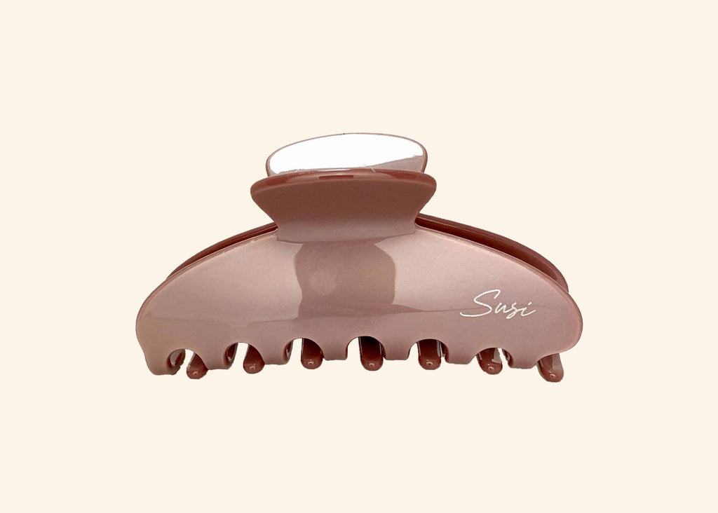 nachhaltige plastifreie Haarspange bio ohne plastik cellulose Haarklammer clawclip vegan altrosa braun qualität